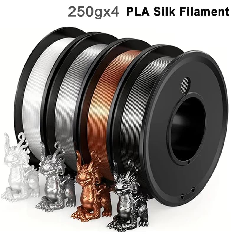 3D Thread 1 kg silk copper PLA Silk Coil 1.75 mm 3D Printer Wire Material 3D Printing Filament Silk Silver 3D Printing Filament 250gx4