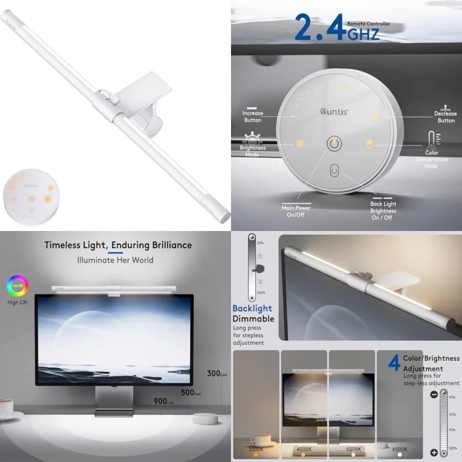 Barra Luminosa per Monitor con Telecomando, Senza Riflessi, Lampada da Scrivania Salvaspazio per Casa e Ufficio, Dimmerazione Continua, Facile Installazione, LED per Computer