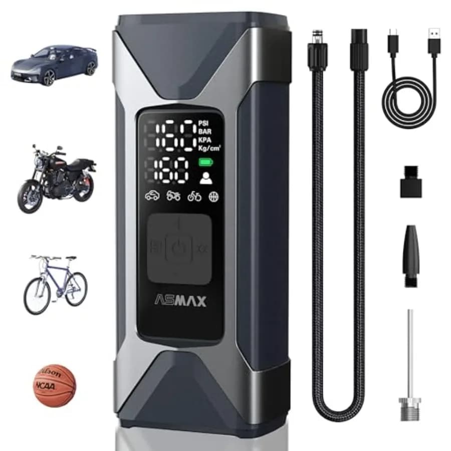 Compressore d'aria portatile T10 per gonfiaggio pneumatici, 160 PSI, senza fili, elettrico, con batteria da 7500 mAh, manometro digitale e spegnimento automatico