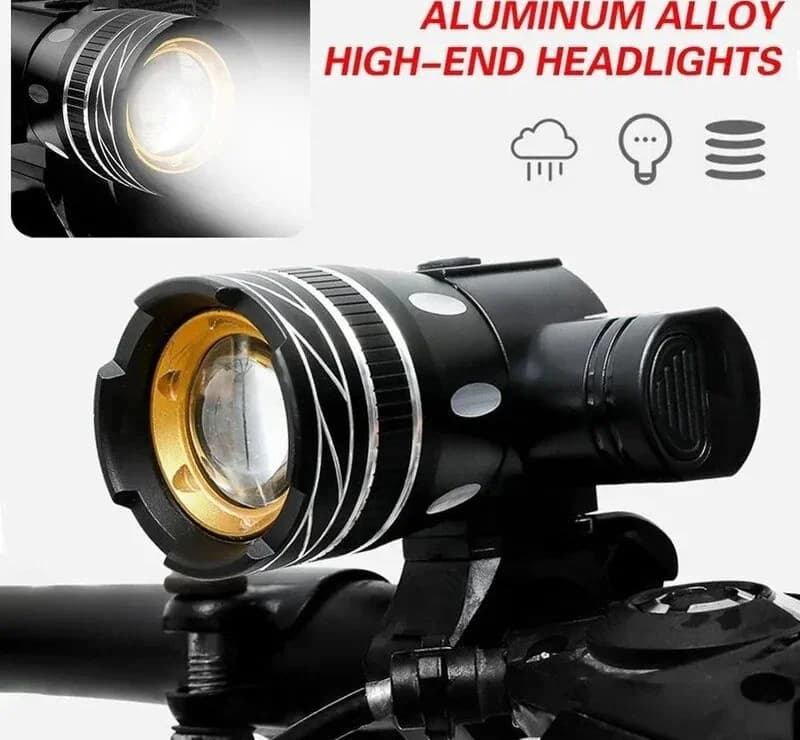 T6 LED Luce anteriore per bicicletta Faro per bici Zoom regolabile USB ricaricabile Torcia per ciclismo impermeabile Accessori per bici MTB