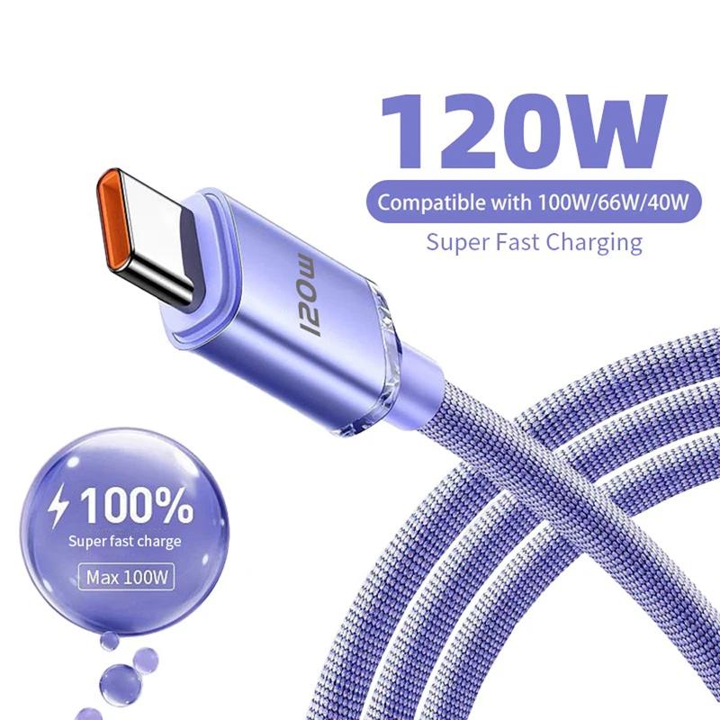 USB cable type C 120 W Quick charging cable type C to type C USB C fast charging phone cables for Samsung Xiaomi Huawei Realme