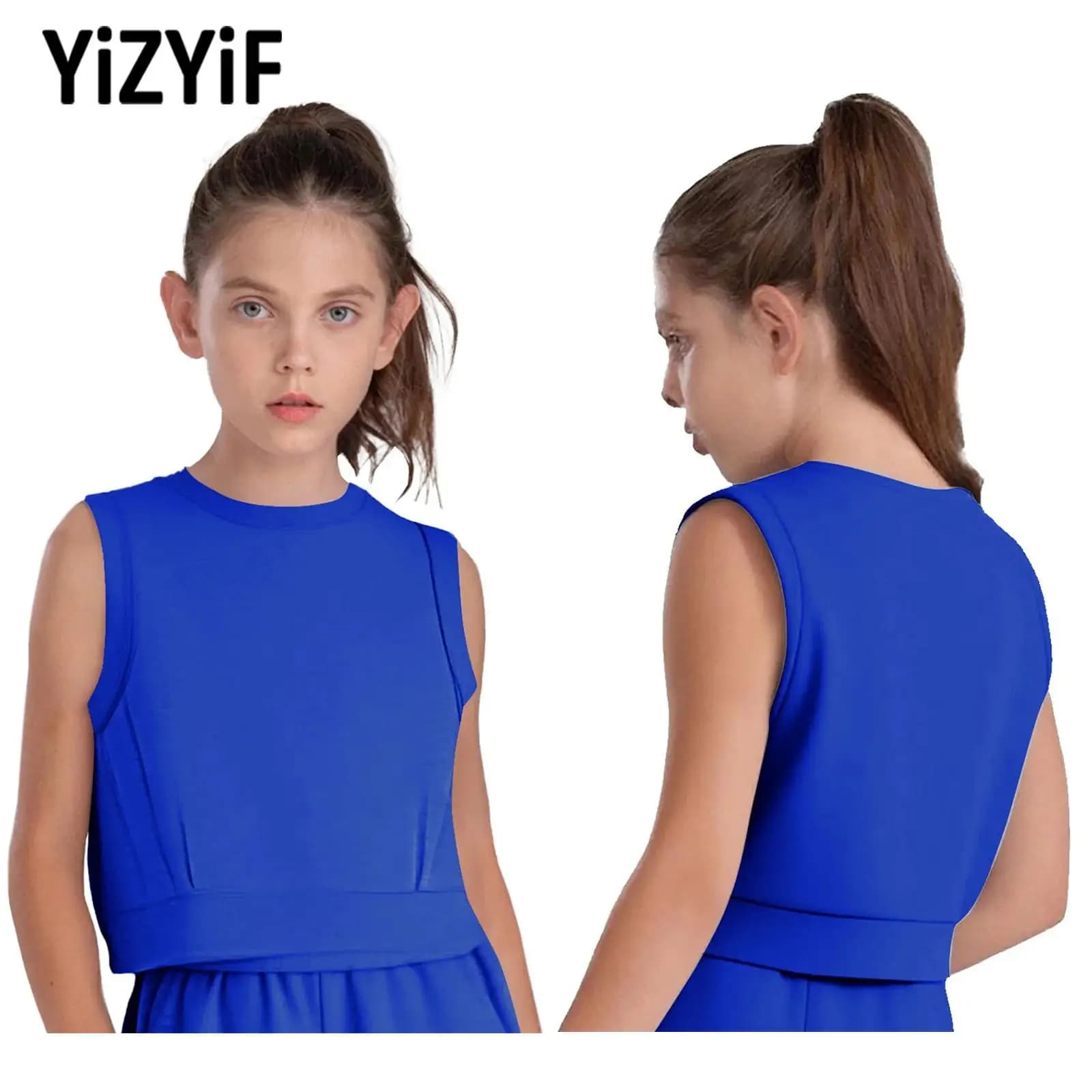 Canotta Sportiva per Bambine, Top Senza Maniche per Corsa, Jogging, Allenamento, Palestra, Yoga, Abbigliamento da Spiaggia, T-shirt Atletica con Collo Rotondo