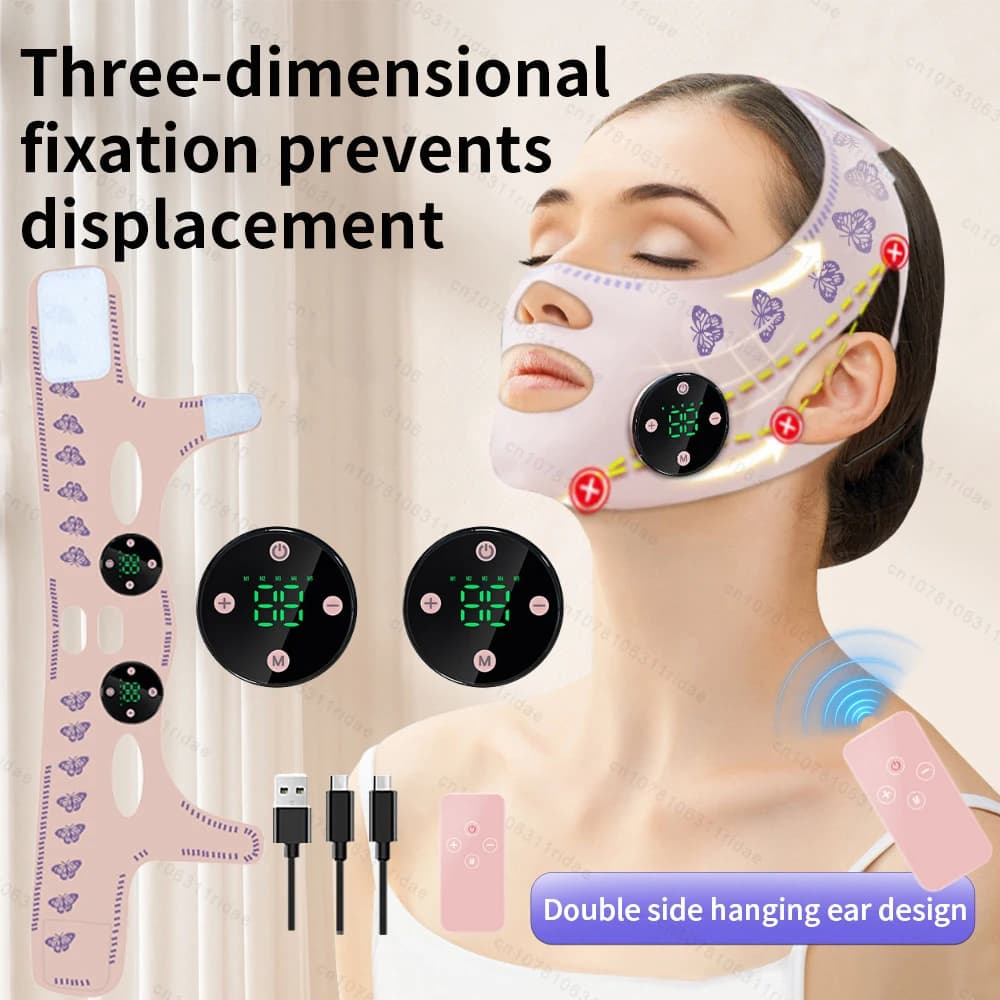 Thin Mask EMS Head Massage Face Relaxation USB Charging Facial Slimming Strap Face Lifting Reduce Double Chin Cheek Lift Up Face