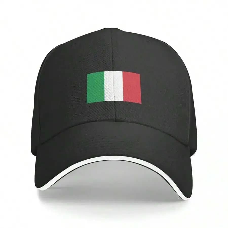 Berretto da baseball con bandiera italiana, cappello da sole sportivo regolabile unisex, 100% poliestere