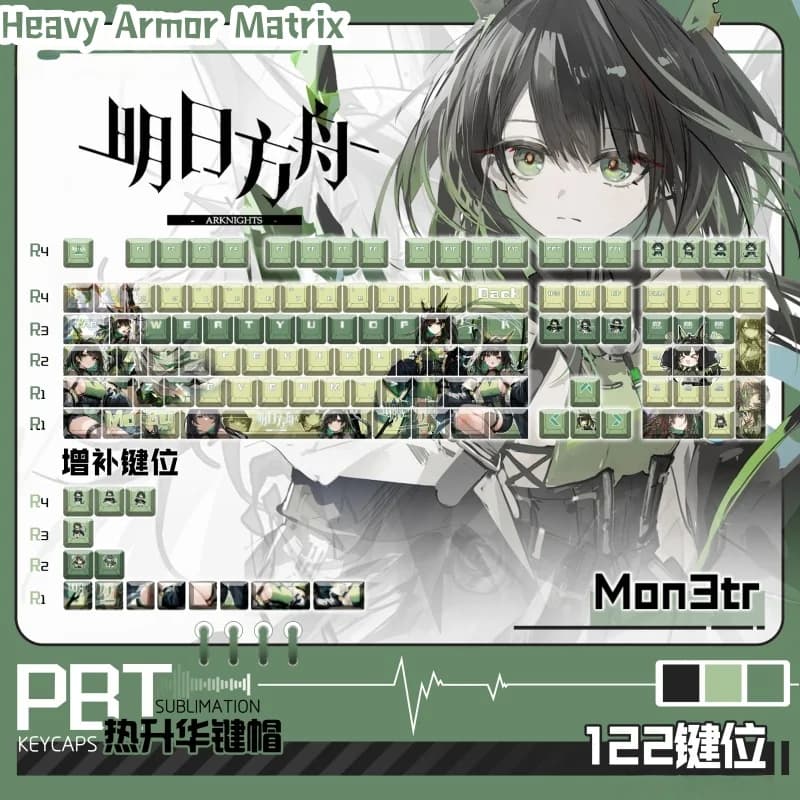 Arknights Mon3tr Gioco a tema Copritasti 122 tasti Cherry Profilo Tastiera meccanica Anime Giochi di cartoni animati Regali di festival Copritasti per ufficio