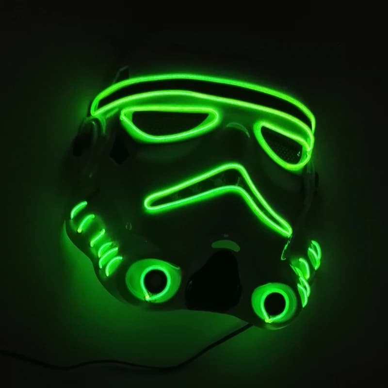 Men's Incandescent Soldier Mask Cosplay Warrior Costume Puntelli Mask Killer Mask Glow In The Dark Soldier LED Mascara Disfraz
