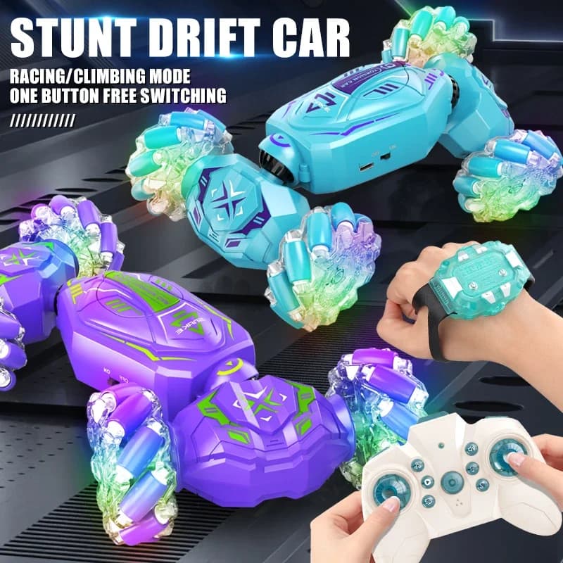 Auto acrobatica Rc a doppio controllo per bambini Auto a torsione a induzione con luce fuoristrada Arrampicata 4Wd Veicolo a torsione Regalo per bambini