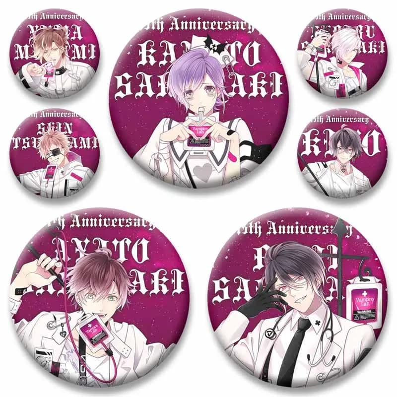 Kanato Sakamaki Reiji Subaru Shu Ayato Cartoon Button Pin Game D-Diabolik Lovers Badge Anime Round Brooch Backpack Shoes Jewelry