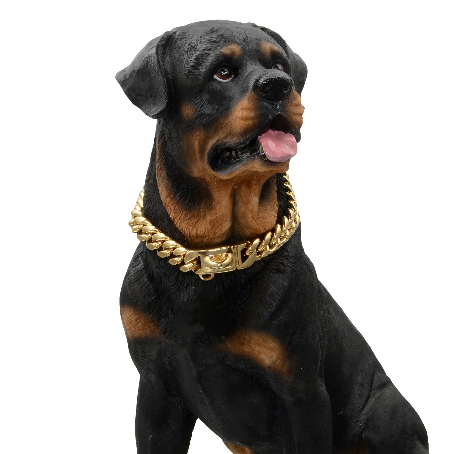 Nuovo collare per cani da compagnia, catena per cani cubana in acciaio inossidabile con lucchetto per collare per cani in oro e argento