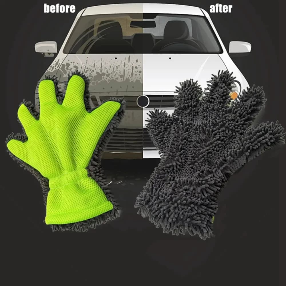 5 finger soft microfiber car wash Gloves Cleaning and drying Gloves effectively use for treating universal motorcycles