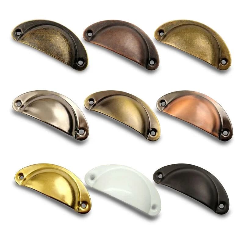 Maniglia per porta dell'armadio da cucina in metallo retrò da 10 pezzi e pomelli per mobili, armadio, maniglie a conchiglia in ottone antico