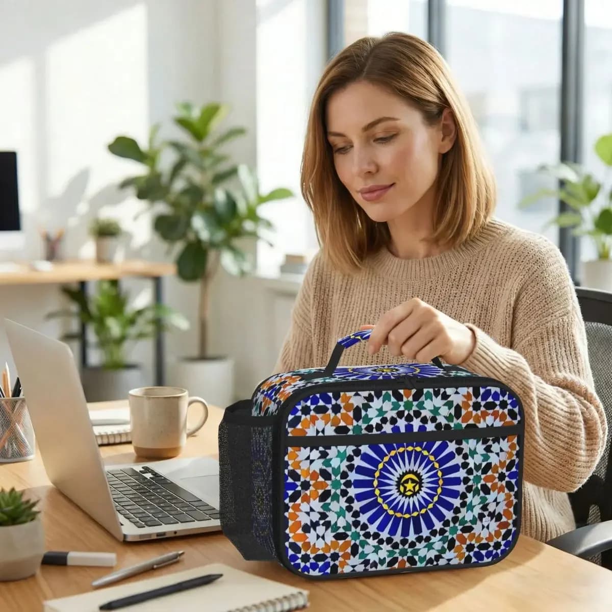 Arabic Tiles Moroccan Mosaic Insulated Lunch Bag for Women Office Cooler Thermal Food Box Tote Portable Lunch Boxes Container