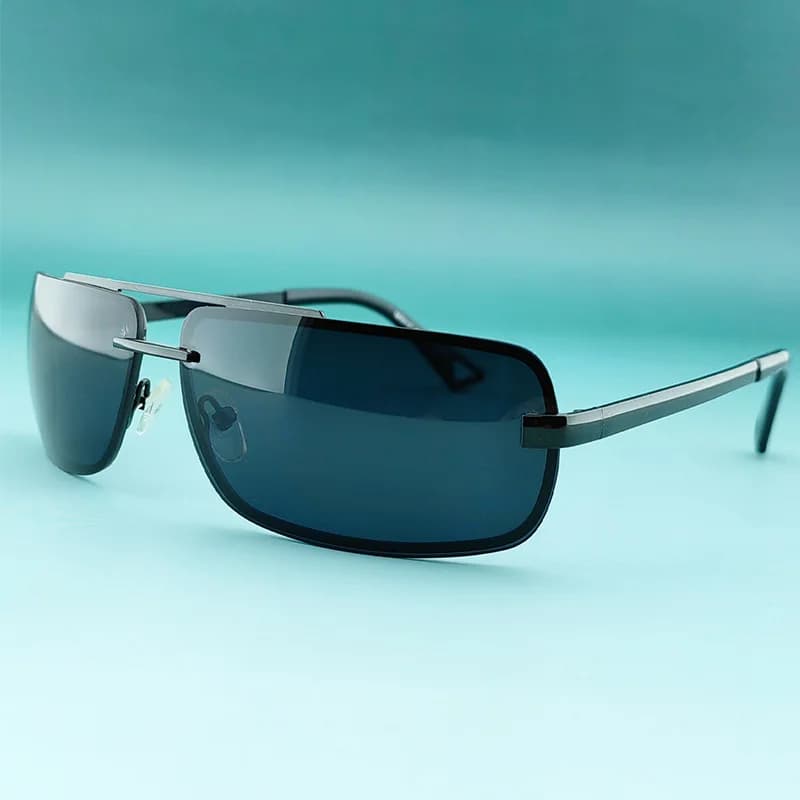Vazrobe Sport Goggles Men Sunglasses Black Sun Glasses for Male Rimless Shades Windproof Outdoor Curved Alloy Frame