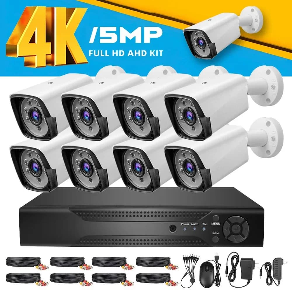 Sistema di Sicurezza 4K 5MP con 8 Telecamere per Casa e Ufficio, Telecamera di Sicurezza CCTV