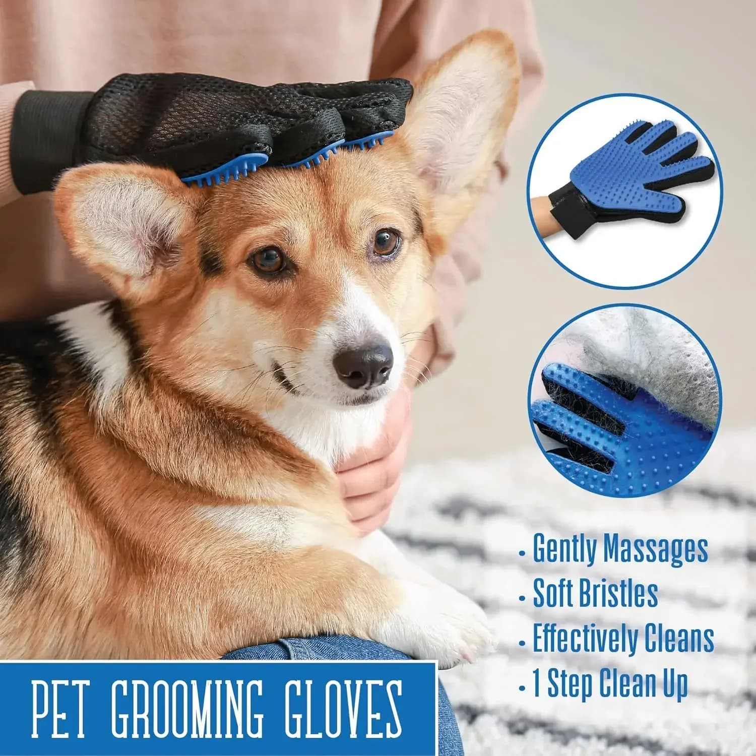 1/2PCS Delicato Pet Deshedding Guanto 2-in-1 Spazzola da bagno Massaggiatore Punte in silicone morbido per cani Gatti durante la toelettatura Lavaggio