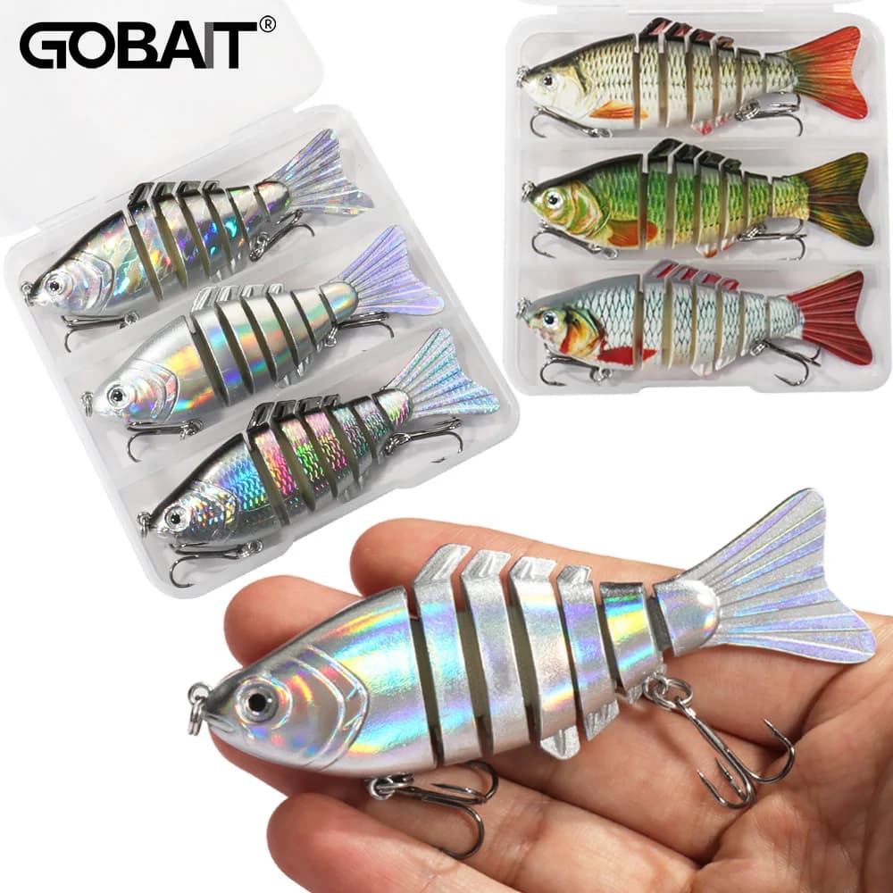 GOBAIT Swimbait Lure Kit 18g 10cm Multi Joint Segment Harness Cranbait Fishing Treble Hooks Carp Fishing Equipment Box Esche
