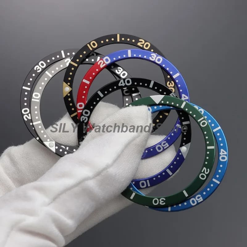 SKX007 aluminum dial inserts, flat rings for iron, spare parts for men's watch cases, size 38mm*31.5mm with SKX adhesive