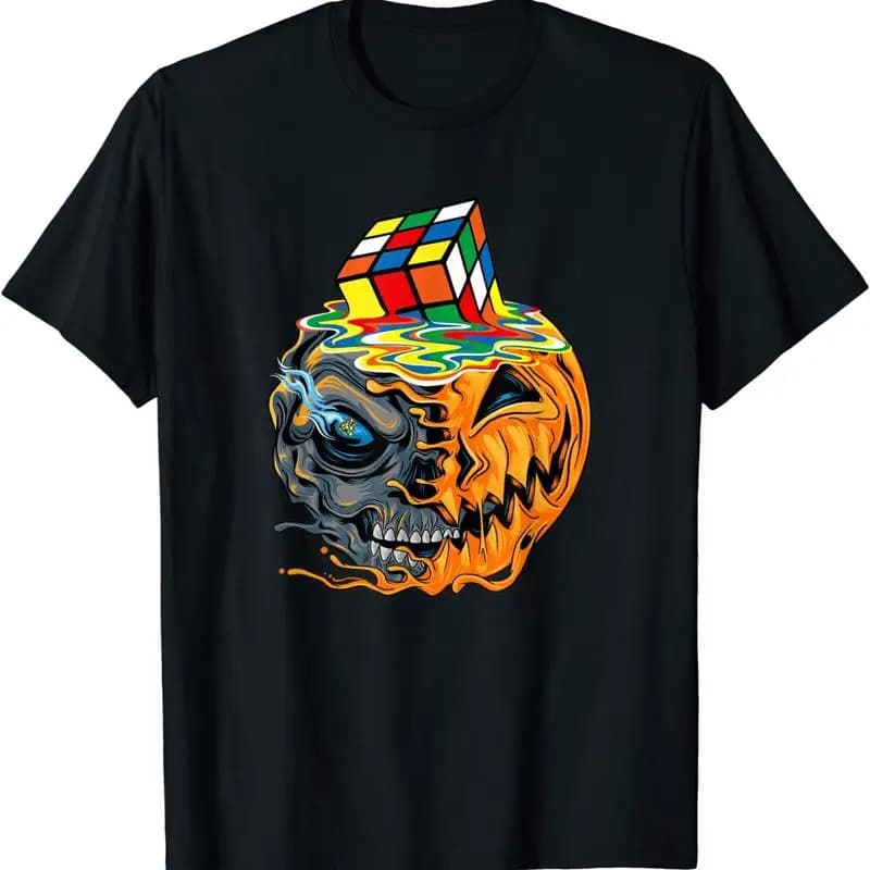 NUOVA maglietta LIMITATA Melting Cube con teschio divertente, design accattivante, ottima idea S 3XL