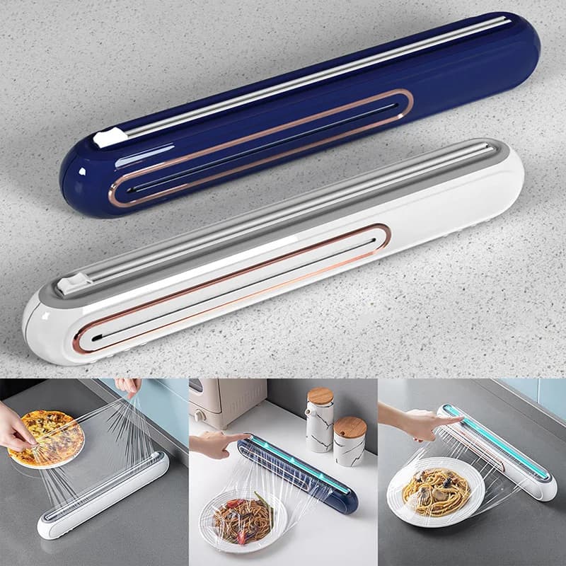 New Plastic Wrap Cutting Box Wall-mounted Magnetic Suction Refillable Film Plastic Wrap Tin Aluminum Foil Dispenser With Cutter