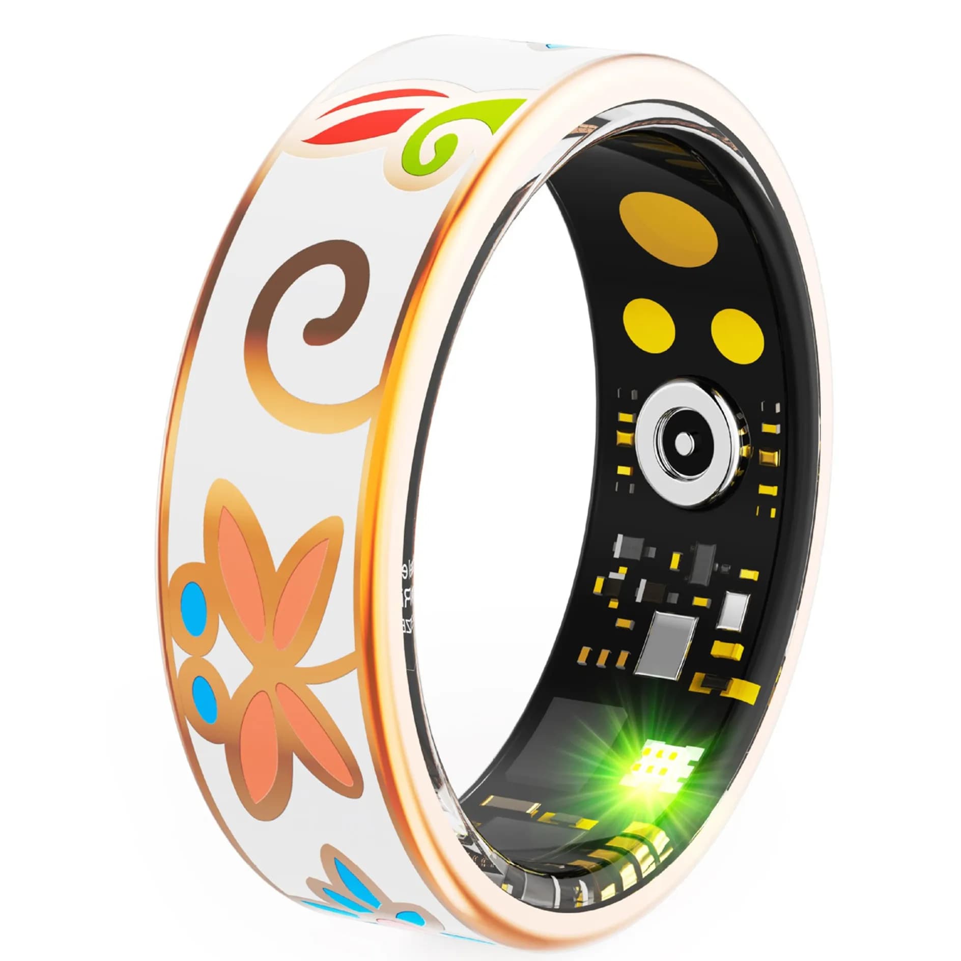 Anello intelligente smaltato Frequenza cardiaca Pressione sanguigna Monitoraggio della salute Sport all'aria aperta Fitness Tracker Anelli braccialetto Bluetooth impermeabili