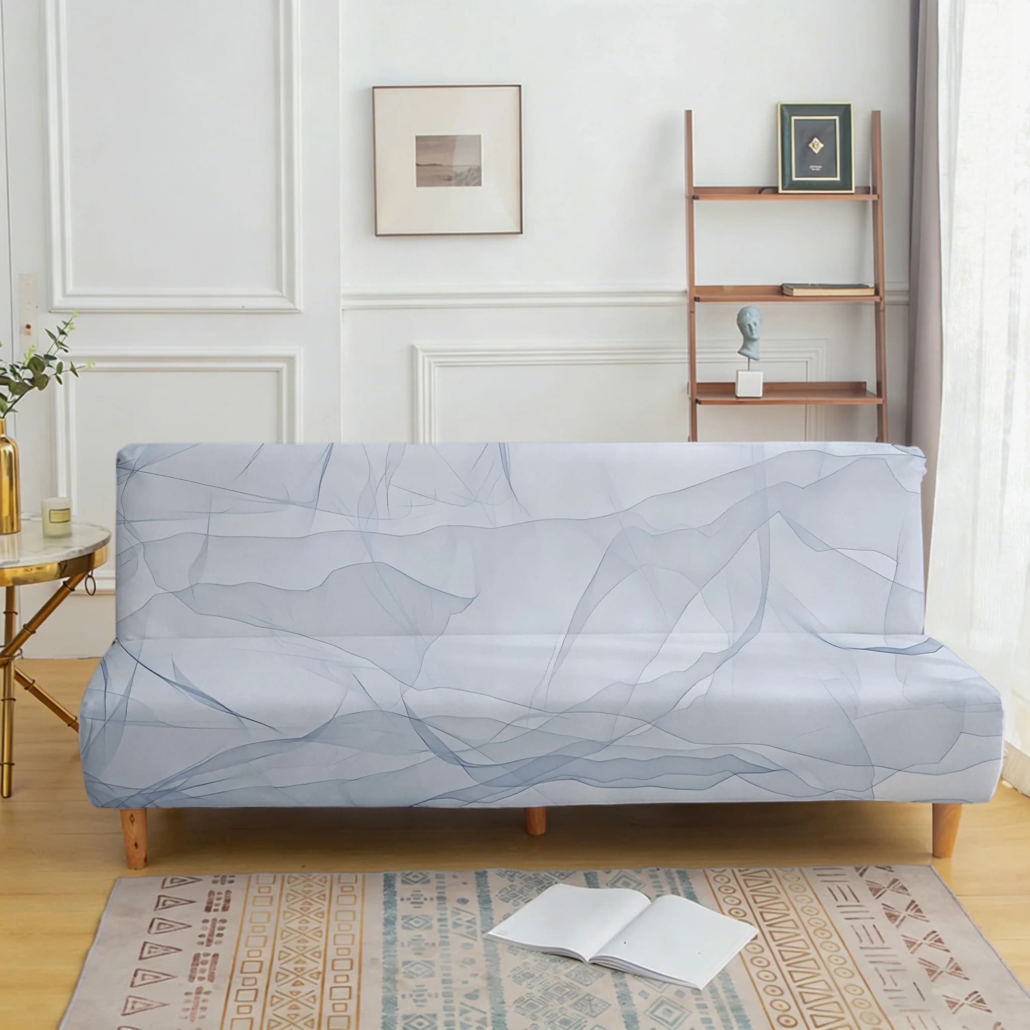 All-inclusive elastic cover, light blue fog luxury sofa cover, easy installation, washing machine