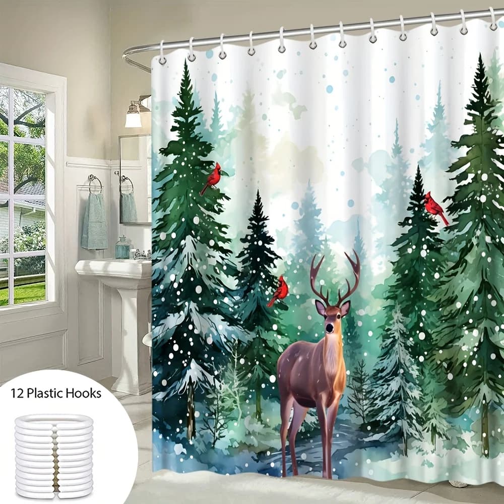 Tenda da doccia con cervi della foresta incantata - Tessuto resistente all'acqua per il bagno - Perfetta per gli amanti della natura e della fauna selvatica