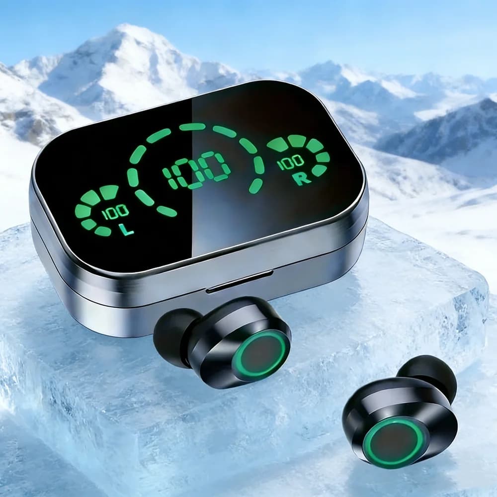 TWS Bluetooth wireless earphones with microphone, charging case, LED, Bluetooth earphones, smartphone wireless headphones