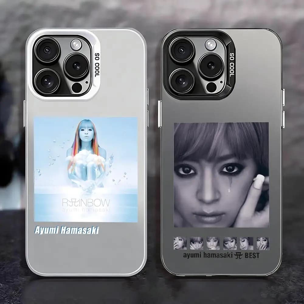 Custodia per telefono colore argento opaca antiurto per iPhone 17 16 16e 15 14 13 12 11 Pro Max Plus S-Ayumi Hamasaki