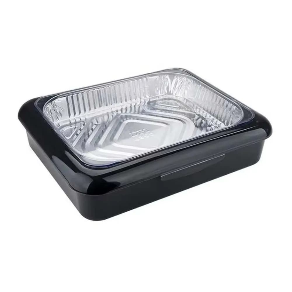 Pentole impilabili in foglio Porta pranzo isolante Contenitore per alimenti Vassoi in foglio di alluminio con coperchio Vassoio rettangolare in foglio alimentare