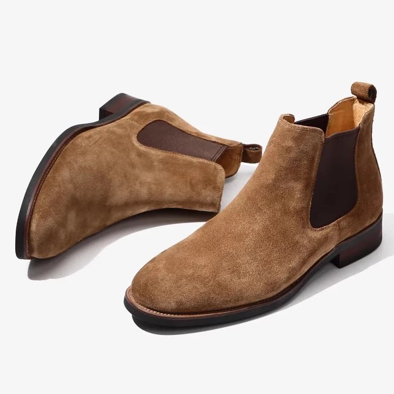 LIHUAMAO Chelsea boot Cow Leather suede Work shoes motorcycle boots western boots casual Men Shoes outdoor footwear hiking boots
