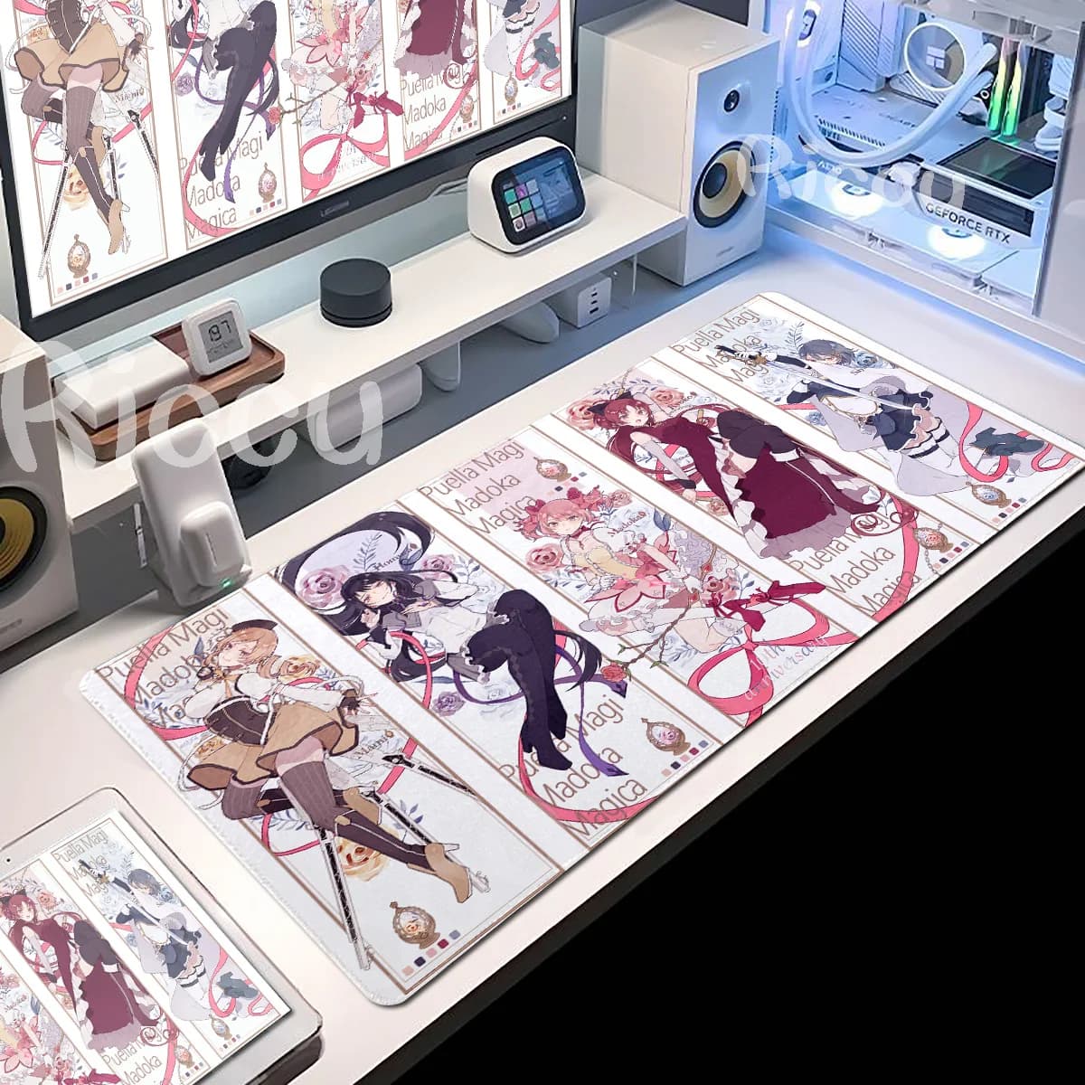 Grande tastiera da gioco Mousepad Kawai Puella M-Madoka M-Magica accessori per ufficio Deskmat Cartoon Mouse Pad Computer tappetino esteso