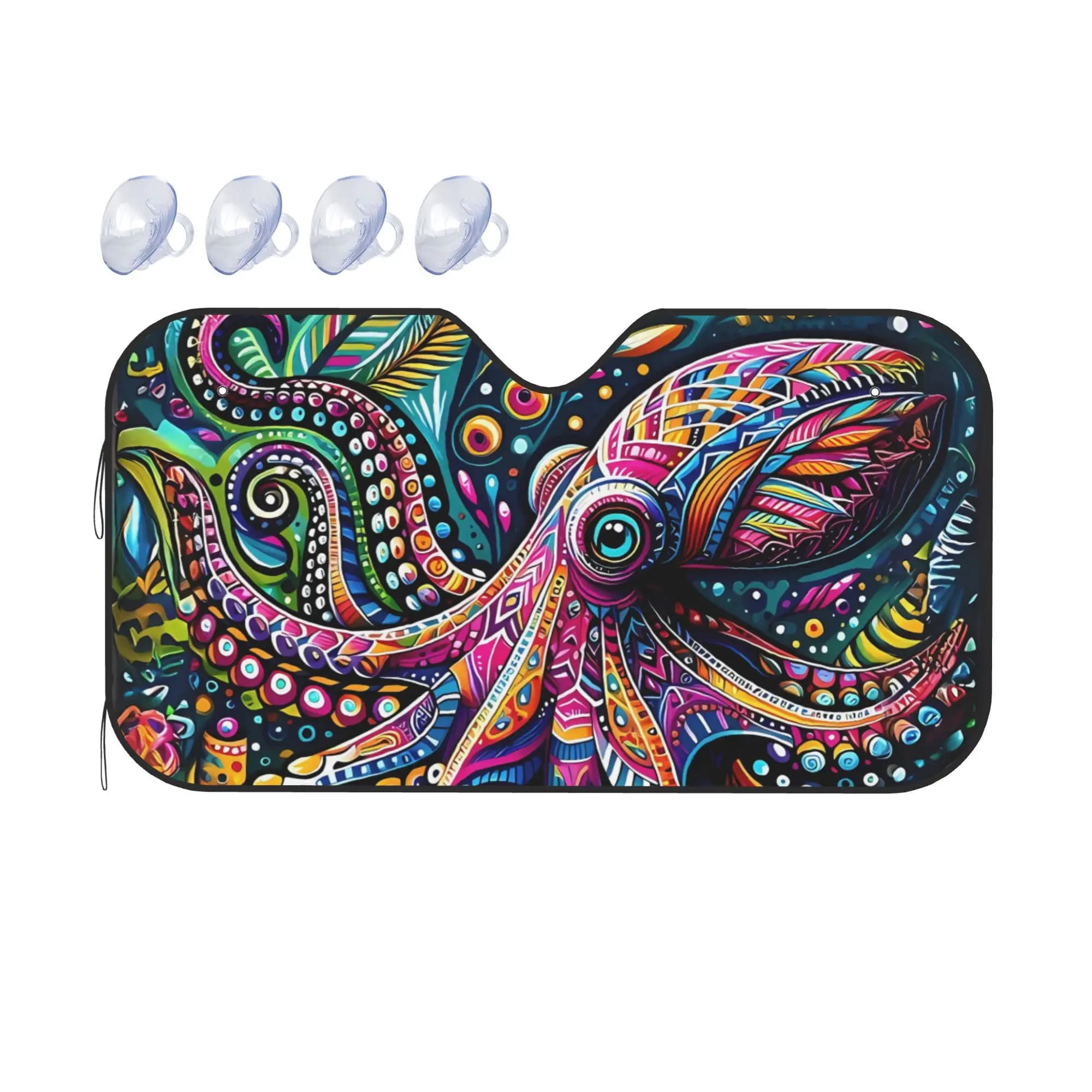 Parasole per parabrezza auto Octopus colorato, Octopus Fantasy, Parasole per vetri auto Sealife, Scudo termico per auto, Accessori auto, Co