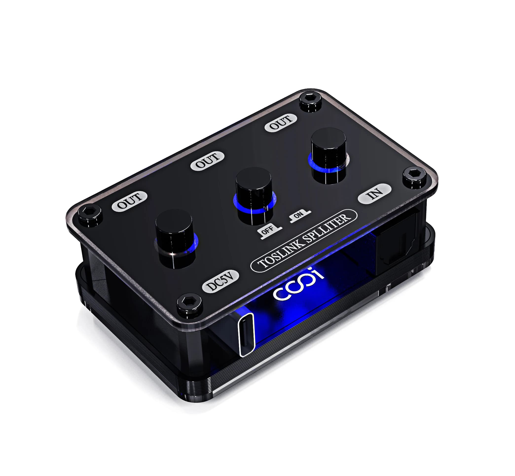 COOIDEA Optical Audio Splitter 1x3 SPDIF Toslink Optical Splitter With Independent Channel Switch, Support Up To 192k/24Bit