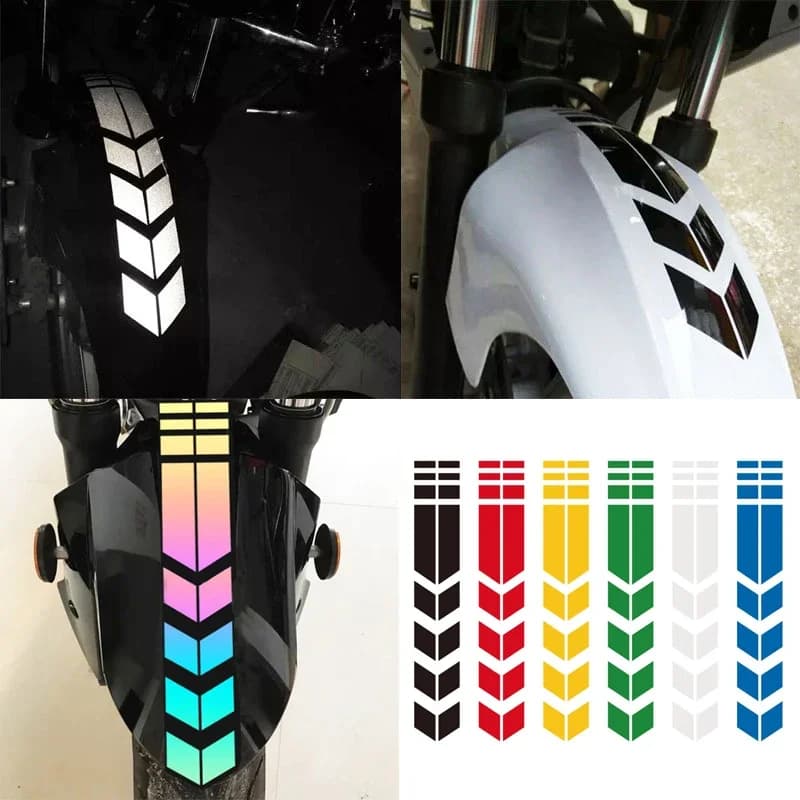 Adesivi universali per strisce di freccia per moto, pasta per parafango, adesivo riflettente impermeabile e antiolio, accessori per decalcomanie per nastri per moto