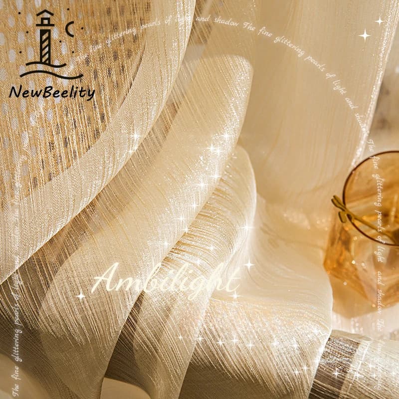 Tende per finestre dorate di lusso francesi Tulle Dream Pearl Tende per finestre dorate per soggiorno camera da letto sala da pranzo dimensioni personalizzate moda