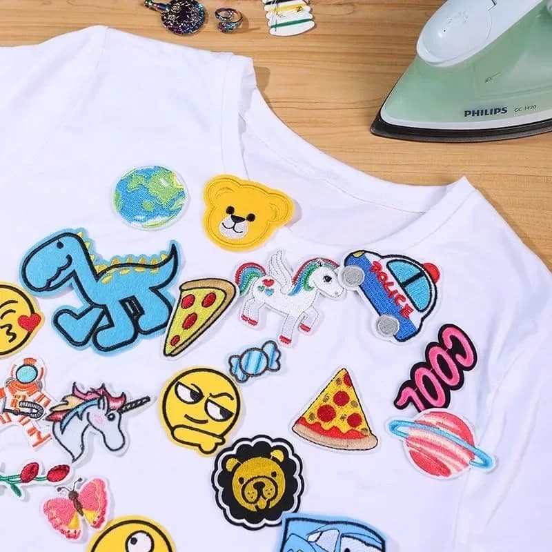 Toppe ricamate casuali da 60/70 pezzi in vari stili, applicazioni di toppe termoadesive per cucire vestiti e Jeans, accessori fai da te