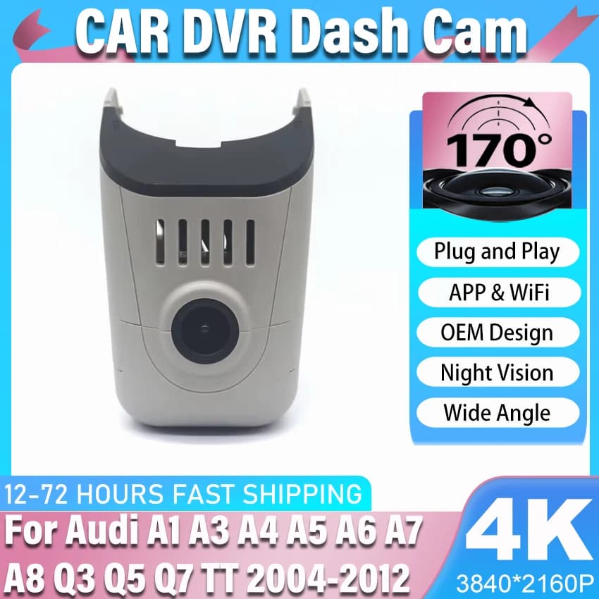 Videoregistratore DVR WIFI per auto facile da installare, Dash Cam 4K per Audi A1 A3 A4 A5 A6 A7 A8 Q3 Q5 Q7 TT 2004-2012