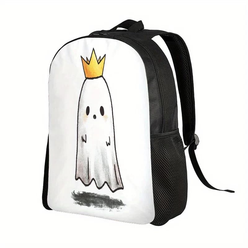 Zaino con corona carina - Zaino scolastico con stampa piatta 2D, tracolla regolabile e chiusura con cerniera, design in bianco e nero