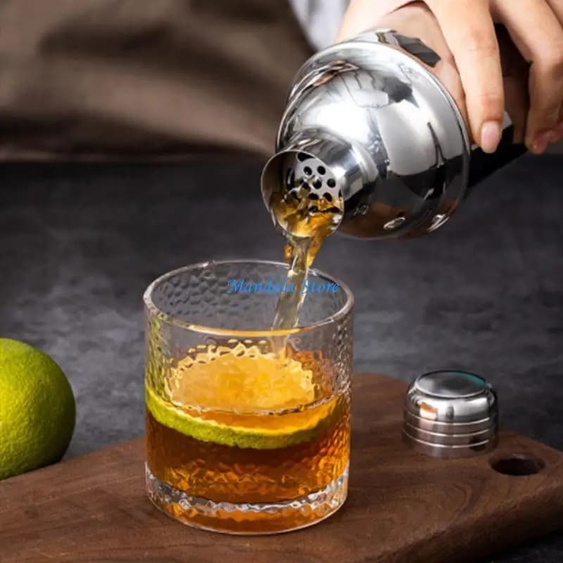 U2JC 304 Stainless Steel Cocktail Shaker Drink Mixer with Strainer Bartending Tool