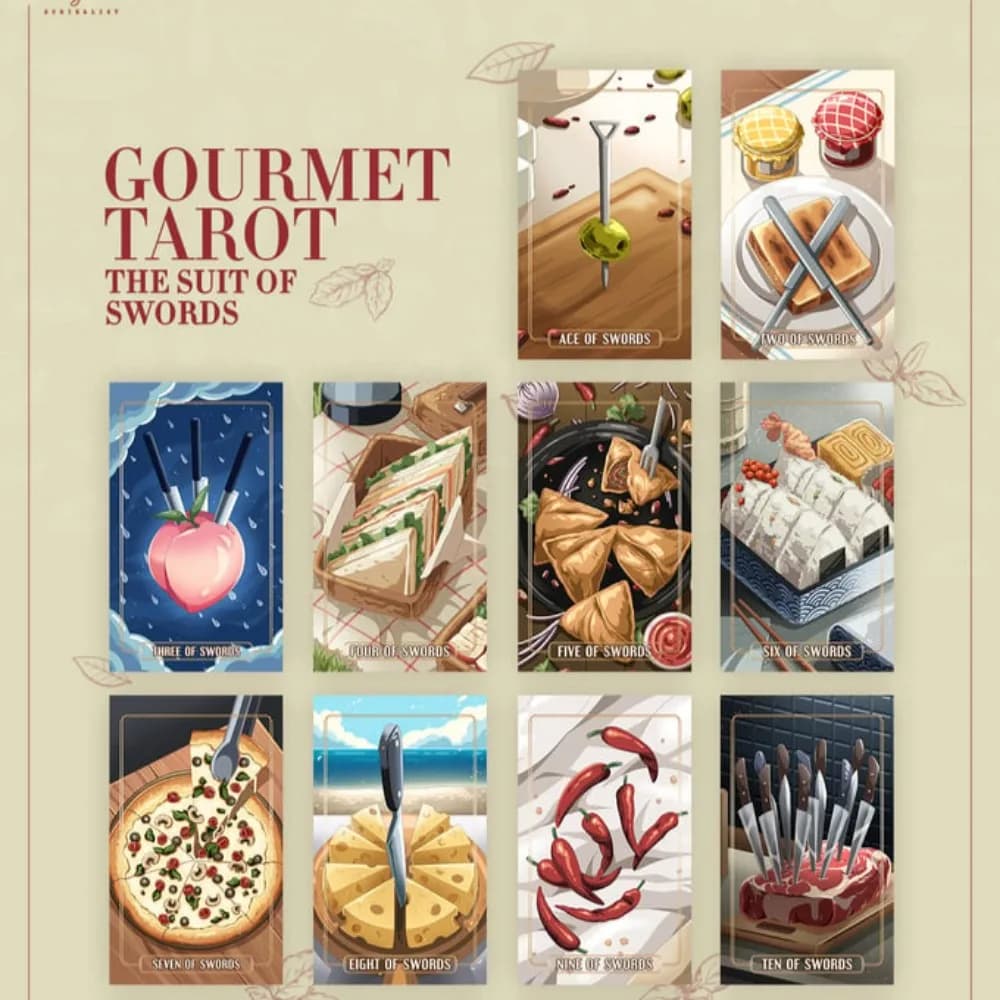 Tarocchi gourmet da 10,3 * 6 cm 80 pezzi Tarocchi realizzati aromatizzati L'arte delle delizie culinarie incontra la saggezza mistica delle carte dei tarocchi
