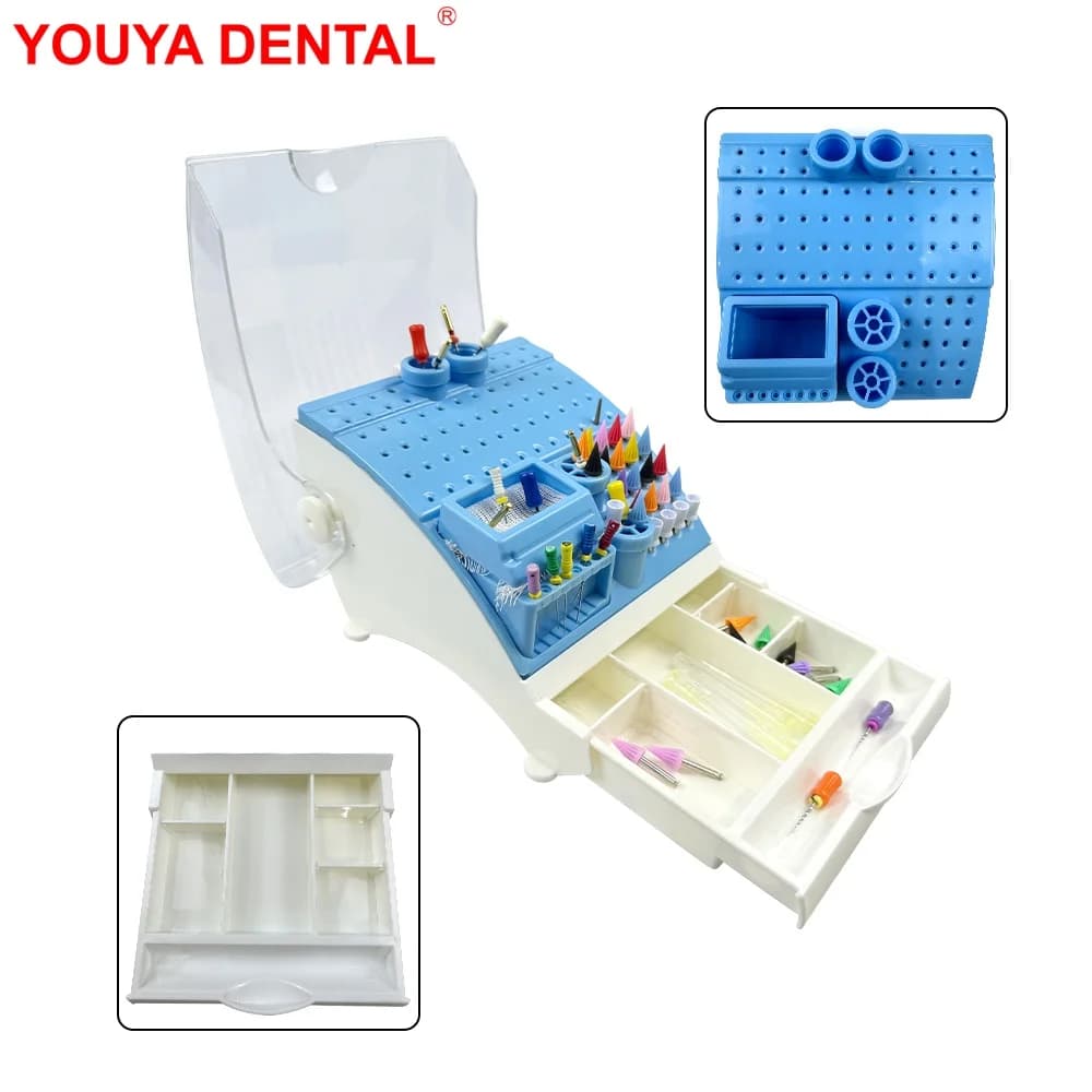 Support for block drill bits with plastic dental cutter box with drawer Multifunction container for dental disinfection