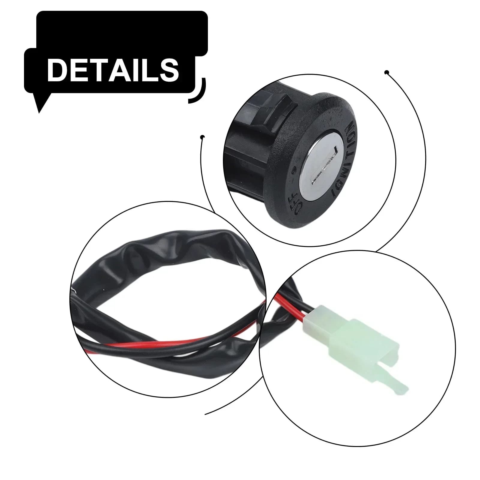 Interruttore a chiave di accensione per monopattino elettrico e e-bike, ricambio a 2 fili con 2 chiavi, in plastica e metallo