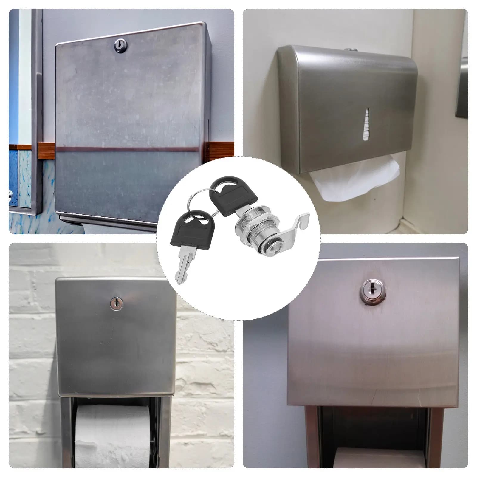 Toilet Paper Dispenser Replacement Key Set Jumbo Roll Paper Towel Holder Lock Security Key for Commercial Dispensers
