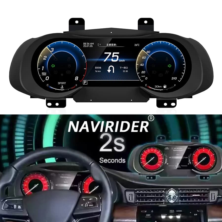 Per Maserati Quattroporte 2013-2020: Cruscotto Virtuale Multicolore Intelligente, Tachimetro e Strumento LCD per Auto con Funzione Mappa