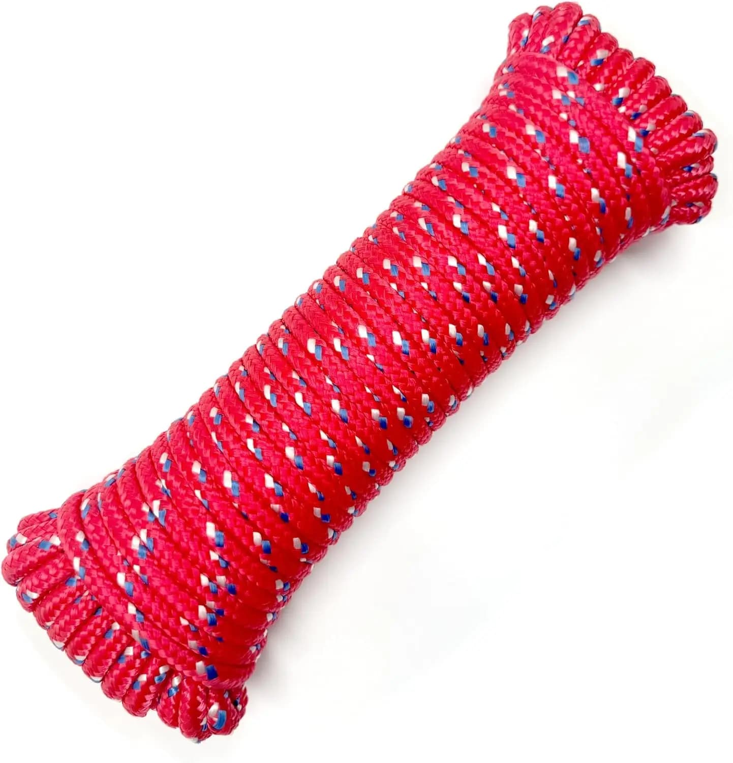 Corda in polipropilene intrecciata a 16 fili, 3/8 pollici x 100 piedi, corda multiuso leggera e galleggiante per campeggio, nautica, asta portabandiera, rossa