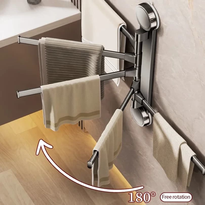 Portasciugamani girevole con ventosa, senza bisogno di forare, portasciugamani pieghevole a più barre, portasciugamani da bagno, porta salviette da cucina