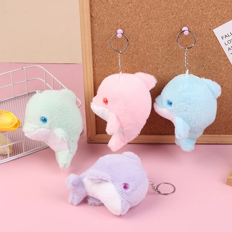Kawaii Delfino Peluche Cartone Animato Peluche Portachiavi Bella Peluche Portachiavi Zaino Ciondolo per Regali per Bambini
