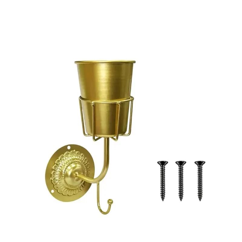 WORTHOWN-Handcrafted Opal Wall Vessel Vase With Hook, Gold For Flowers, Versatile Organizer, Walls Vase