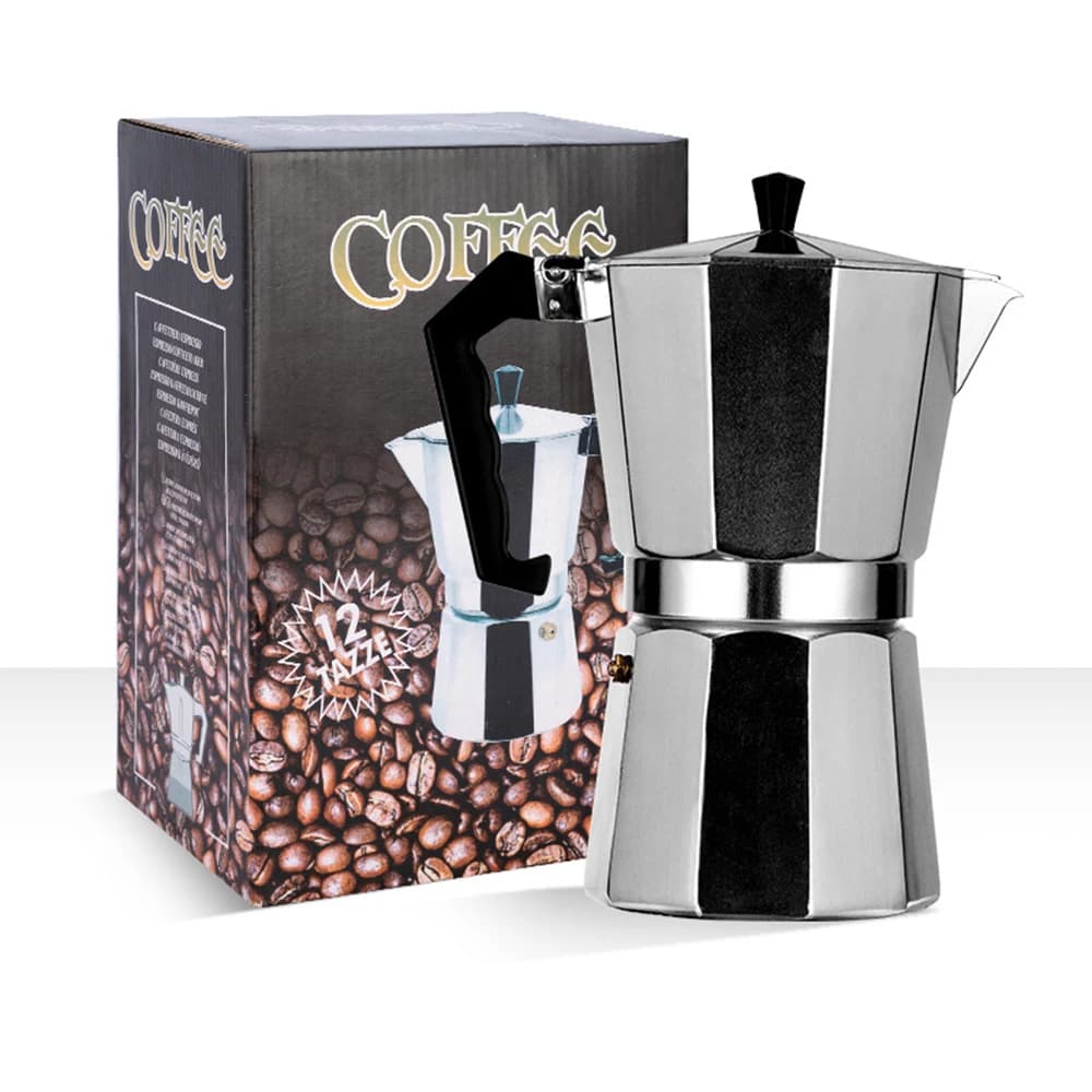 Caffettiera Moka in Alluminio Ottagonale, Macchina per Espresso Italiano Portatile per Casa, Ufficio, Viaggi, Campeggio