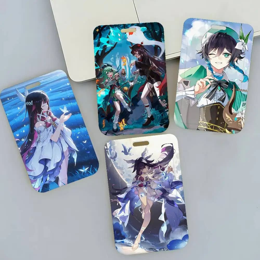 Portachiavi con cordino e porta badge Genshin Impact, nuovo porta tessere da donna, laccetto da collo per studenti, ideale come regalo